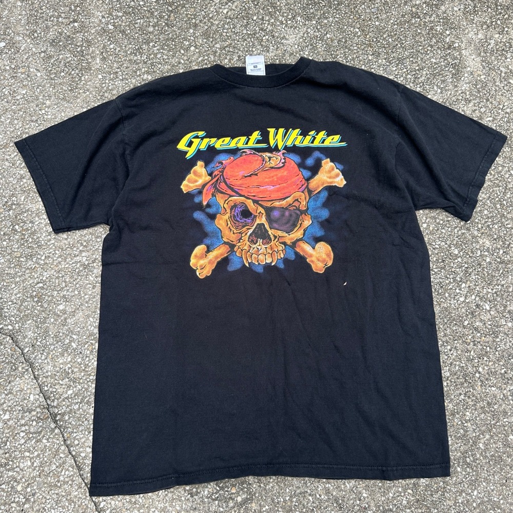 Vintage Great White Band T-Shirt XL Mistabone Swim With The Sharks Black Fruit
